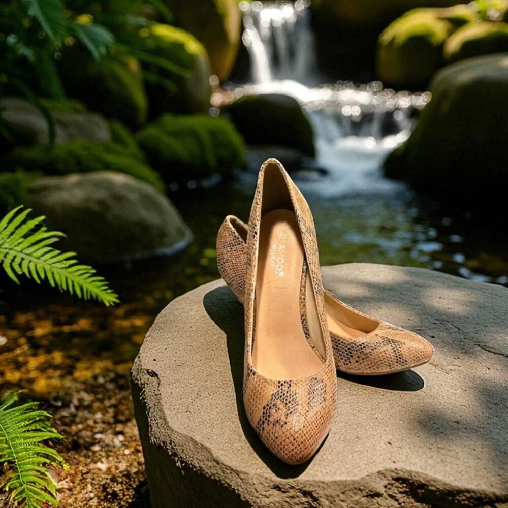 Bianco Snake Print Leather Heels